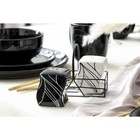 Набор керамический для специй на металлической подставке «Линии», 2 шт, цвет белый-чёрный - фото 9958713