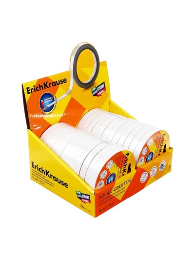 Клейкая лента ErichKrause Double-sided tape, 12 мм × 10 м, двусторонняя