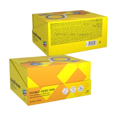 Клейкая лента ErichKrause Double-sided tape, 12 мм × 10 м, двусторонняя
