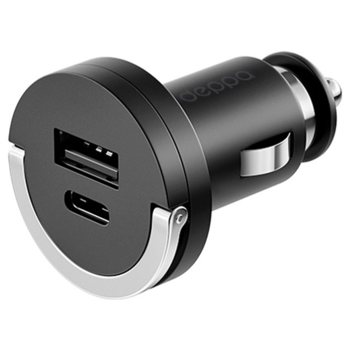Автомобильное зарядное устройство Deppa (11211) USB-C+USB A, QC 3.0, Power Delivery, чёрный   102884 - Фото 1
