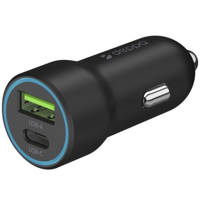 Автомобильное зарядное устройство Deppa (11298) USB-C, USB A, PD 3.0, QC 3.0, чёрный - Фото 1