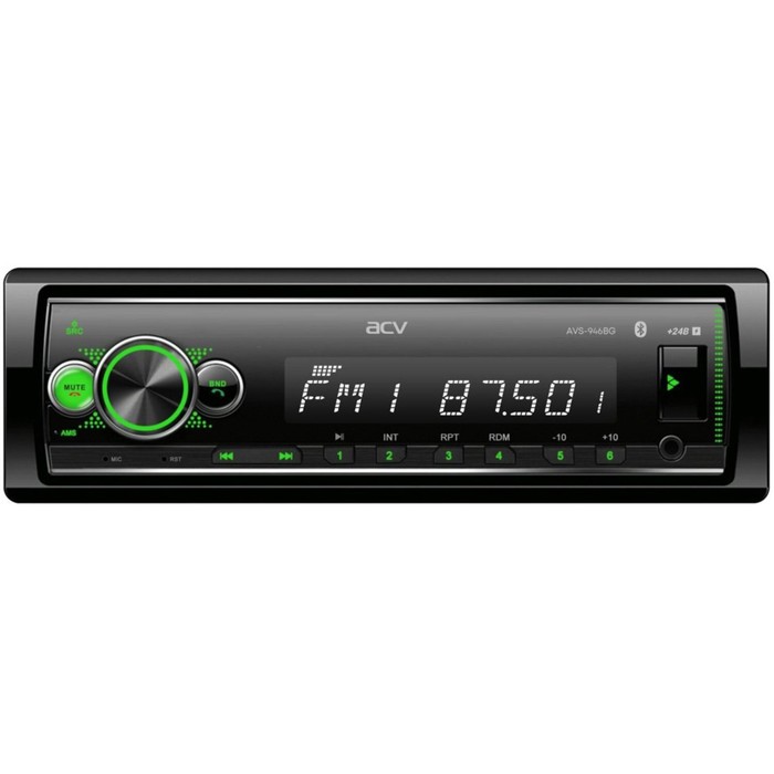 Автомагнитола ACV MP3/WMA AVS-946BG 24V, BLUETOOTH, USB, AUX, зелёная - Фото 1