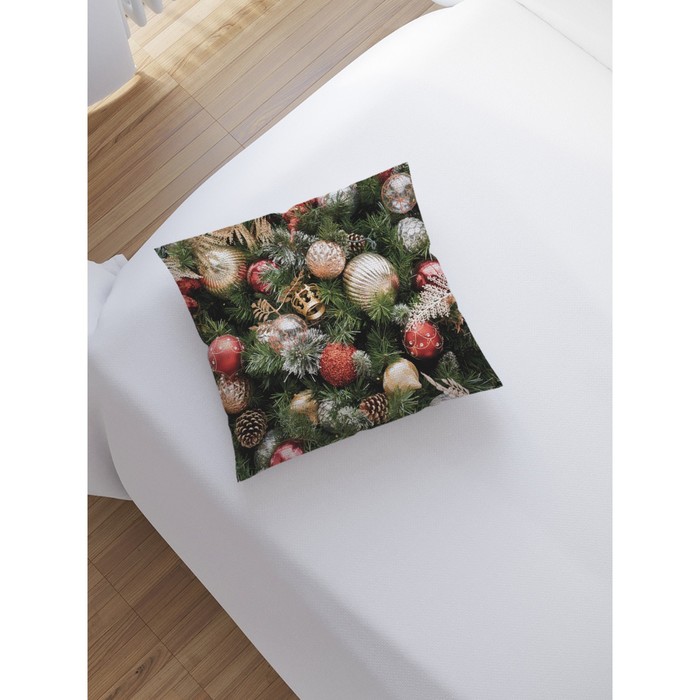 Наволочка декоративная «Праздничное украшение», на молнии, размер 45х45 см - Фото 1