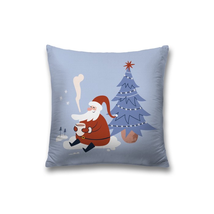 Наволочка декоративная «Дед Мороз под ёлкой», на молнии, размер 45х45 см - Фото 1