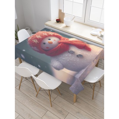 Скатерть на стол «Снеговик», прямоугольная, сатен, размер 120х145 см