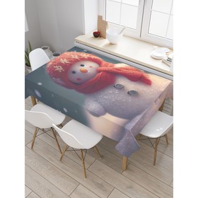 Скатерть на стол «Снеговик», прямоугольная, сатен, размер 145х180 см