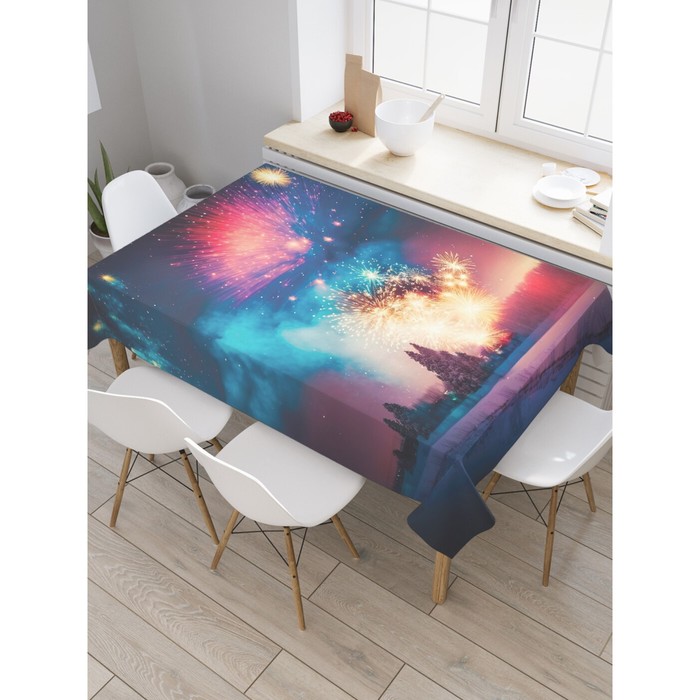 Скатерть на стол «Салют зимой», прямоугольная, сатен, размер 120х145 см - Фото 1