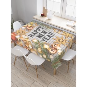 Скатерть на стол «Счастливого Нового года», прямоугольная, сатен, размер 145х180 см