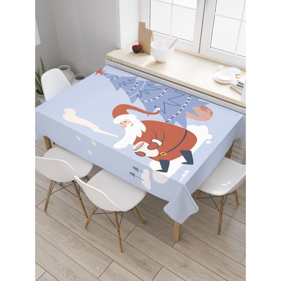 Скатерть на стол «Дед Мороз под ёлкой», прямоугольная, сатен, размер 120х145 см