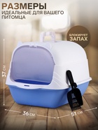 Туалет-домик 36×51×37 см, бело-синий - Фото 3