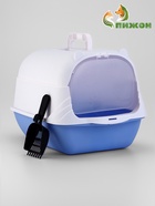 Туалет-домик 36×51×37 см, бело-синий - Фото 4