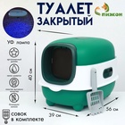 Туалет закрытый с УФ-лампой для уничтожения запаха 39×56×40 см, зелёный - Фото 4