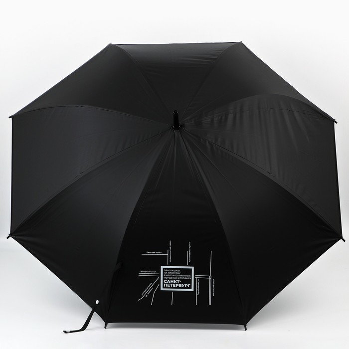 Зонт-трость «Санкт- Петербург», черный, 8 спиц - фото 1885918822
