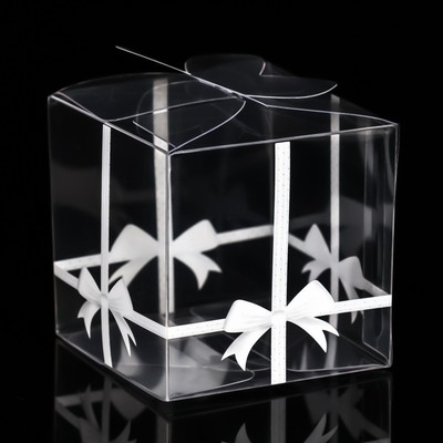 Складная прозрачная коробка из PVC, для упаковки подарков, «Бант в горошек», 5×5×5 см