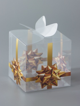 Складная прозрачная коробка из PVC, для упаковки подарков, «Золотой бантик», 7?7?7 см (комплект 5 шт)