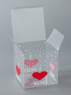 Складная прозрачная коробка из PVC, для упаковки подарков, I love you, 7×7×7 см 9922204