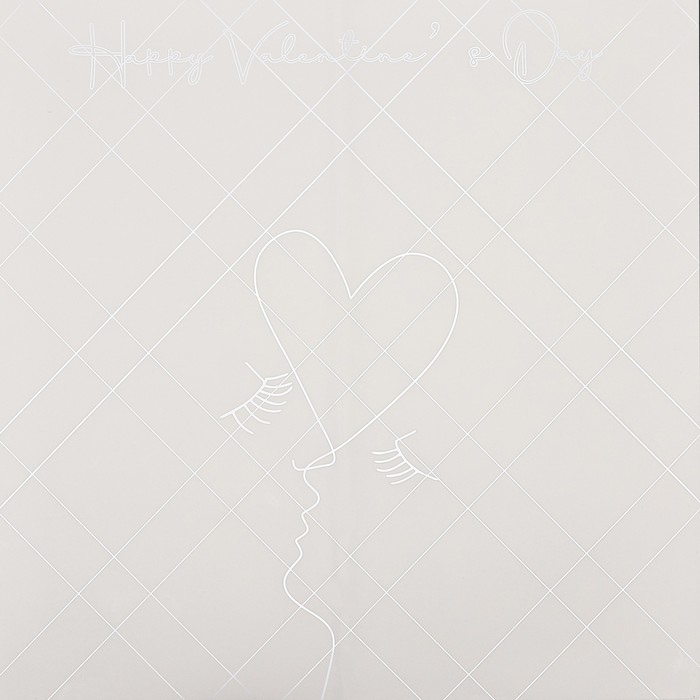 Пленка для цветов матовая, "С днём святого Валентина", 58х58см, белый