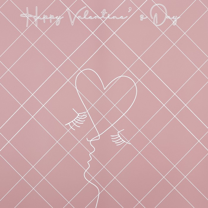Пленка для цветов матовая, "С днём святого Валентина", 58х58см, пудра тёмная