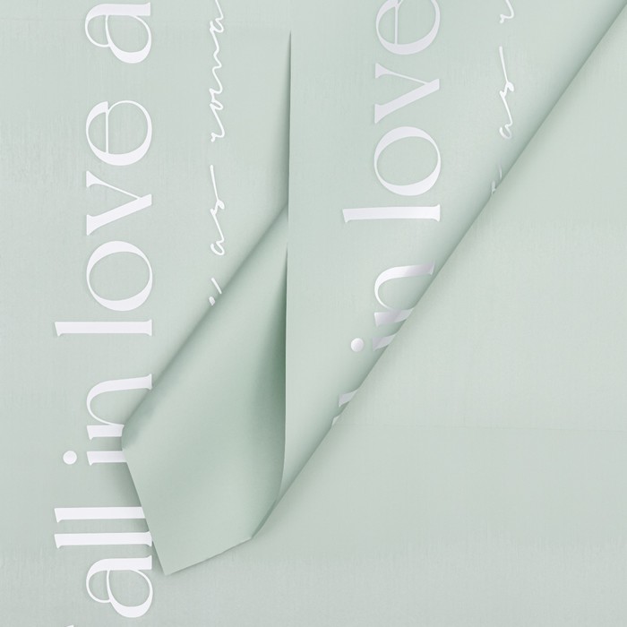 Пленка для цветов и букетов, матовая, «Любовь», 57×57 ±1 см, зелёный - Фото 1