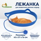 Экологичный лежак  для животных  (хлопок+рогоз),  45 х 37 х 16 см, вес до 25 кг, бело-синяя   994530 - фото 11867034