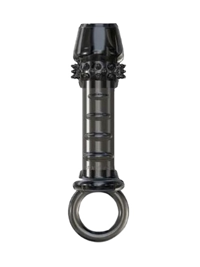 Насадка на пенис с кольцом на мошонку, массажная, открытая, черный