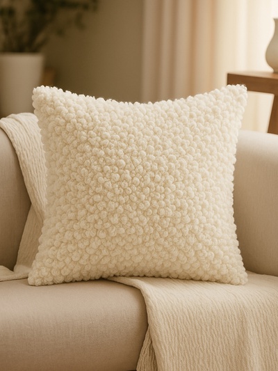 Наволочка декоративная Этель Boucle 43×43 см, цвет белый, полиэстер