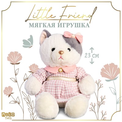 Мягкая игрушка "Little Friend", кошечка в розовом платье