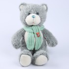 Мягкая игрушка "Little Friend", новогодний мишка с зелёным шарфом, цвет светло-серый - Фото 3