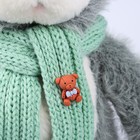 Мягкая игрушка "Little Friend", новогодний мишка с зелёным шарфом, цвет светло-серый - Фото 5