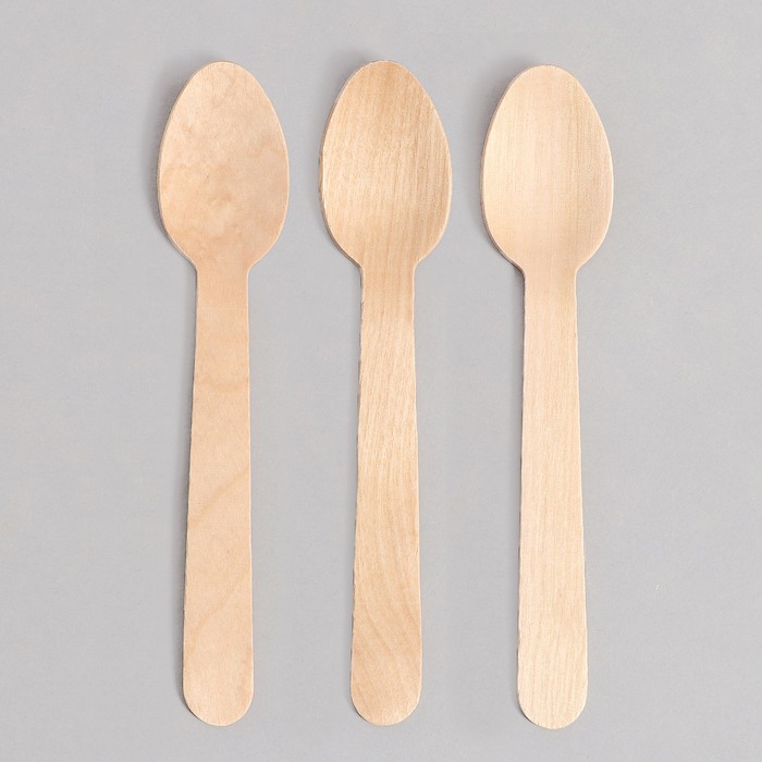 Ложки деревянные, 14 см, 12 шт - Фото 1