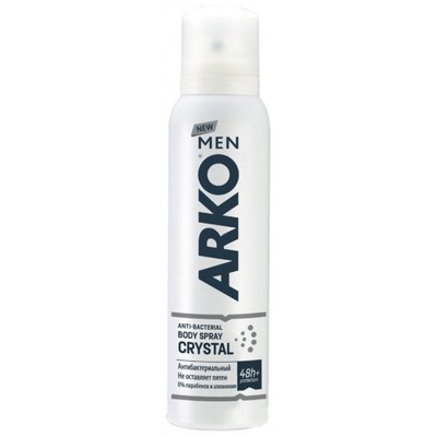 Дезодорант-спрей мужской для мужчин Arko Crystal антибактериальный, 150 мл
