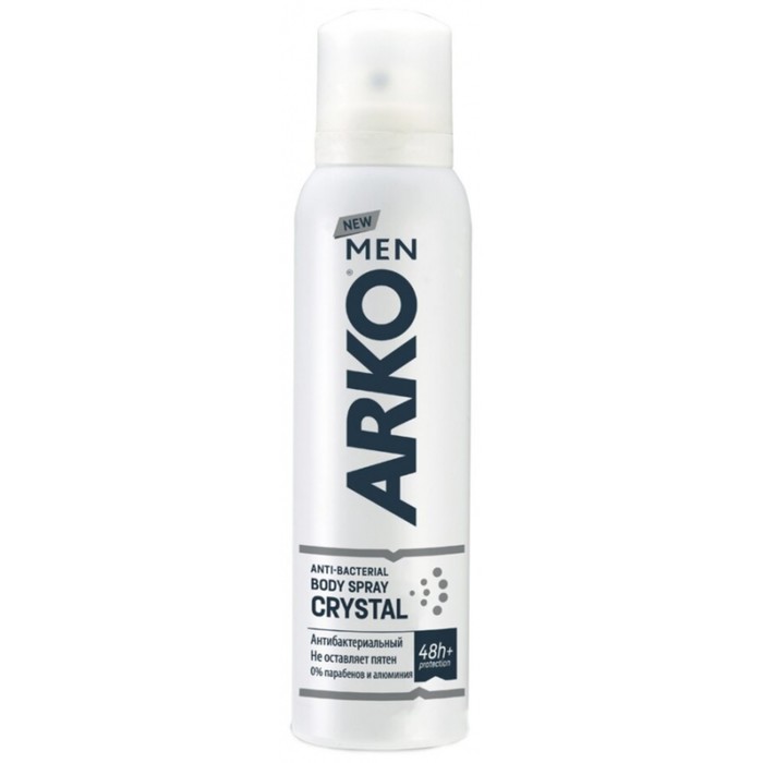 Дезодорант-спрей мужской для мужчин Arko Crystal антибактериальный, 150 мл - Фото 1