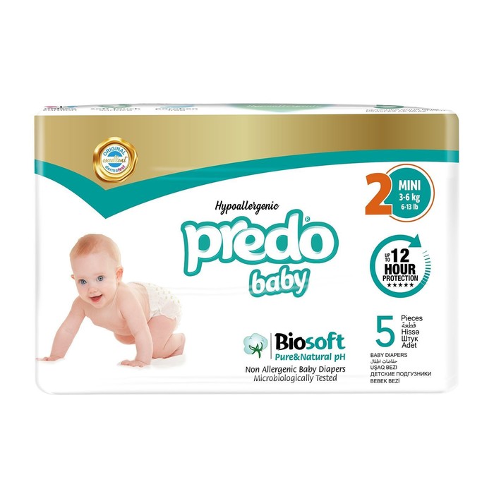 Подгузники Predo Baby Biosoft Hypoallergenic Mini Size, размер 2, 3-6 кг, 5 шт - Фото 1