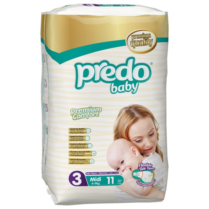 Подгузники Predo Baby Premium Comfort, размер 3, 4-9 кг, 11 шт - Фото 1