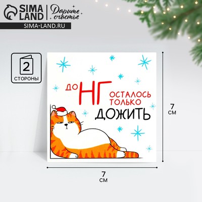 Открытка-мини новогодняя «До НГ осталось только дожить», 7×7 см