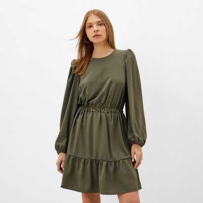 Платье мини женское со сборкой MIST, размер 48, тёмно-зелёное