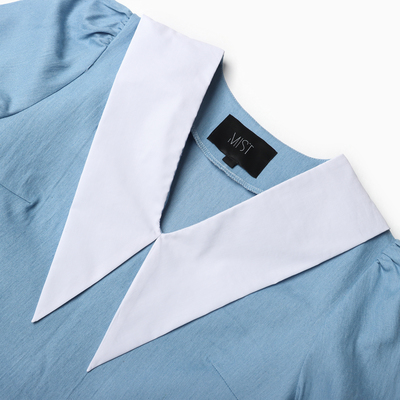 Платье мини женское джинсовое с воротником MIST, размер 44, светло-голубое