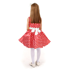 Карнавальный костюм «Стиляги» платье красное с белыми сердцами, повязка р-р 30 рост 110-116 см - Фото 2