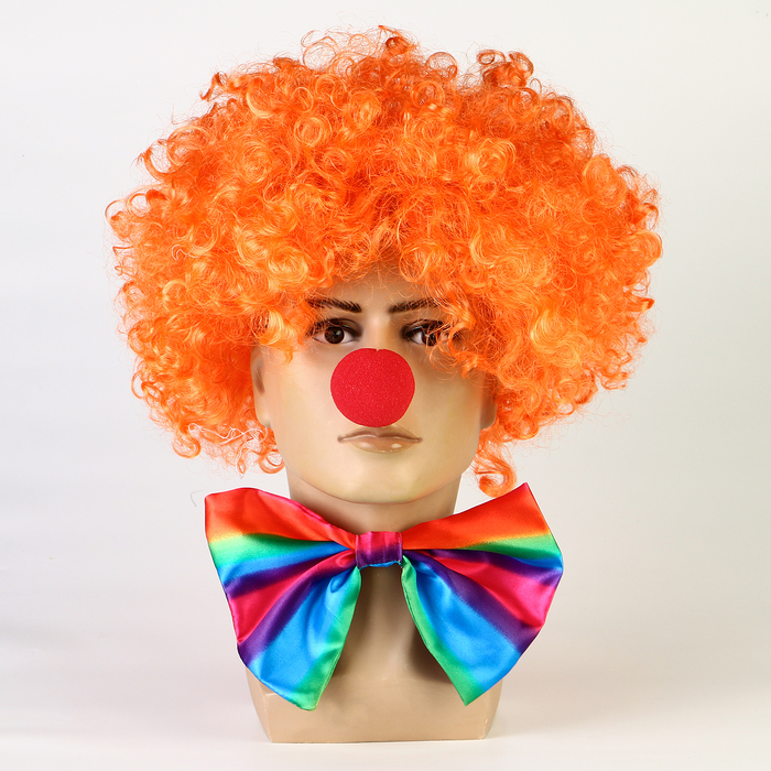 Карнавальный набор Клоуна бант22 горизонт. полоски + нос+парик - Фото 1