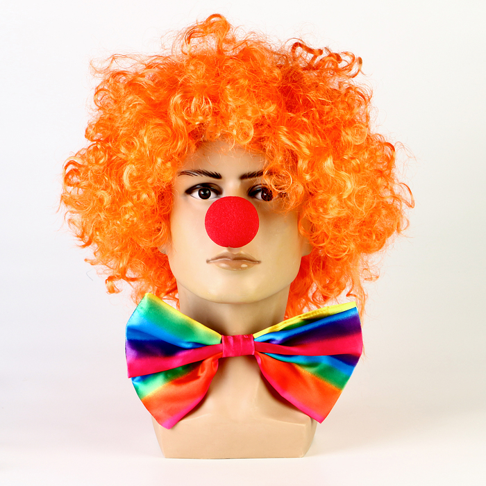 Карнавальный набор Клоуна,бант горизонт.полоски 24 +парик +нос - Фото 1