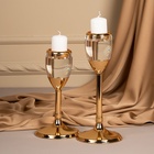 Подсвечник металлический «Безмятежность», стекло, на 1 свечу, цвет золото, 11×11×21 см - Фото 10