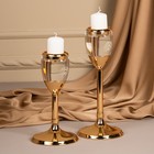 Подсвечник металл, стекло на 1 свечу «Безмятежность», цвет золото 11 х 11 х 25.5 см - Фото 19