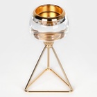 Подсвечник металлический «Изысканность», стекло, на 1 свечу, цвет золото, 9.5×9.5×17 см - Фото 5