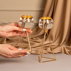 Подсвечник металлический «Изысканность», стекло, на 1 свечу, цвет золото, 9.5×9.5×17 см - Фото 10