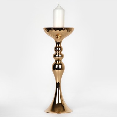 Подсвечник металл на 1 свечу «Ричард» цвет золото 12.5 х 12.5 х 37.5 см