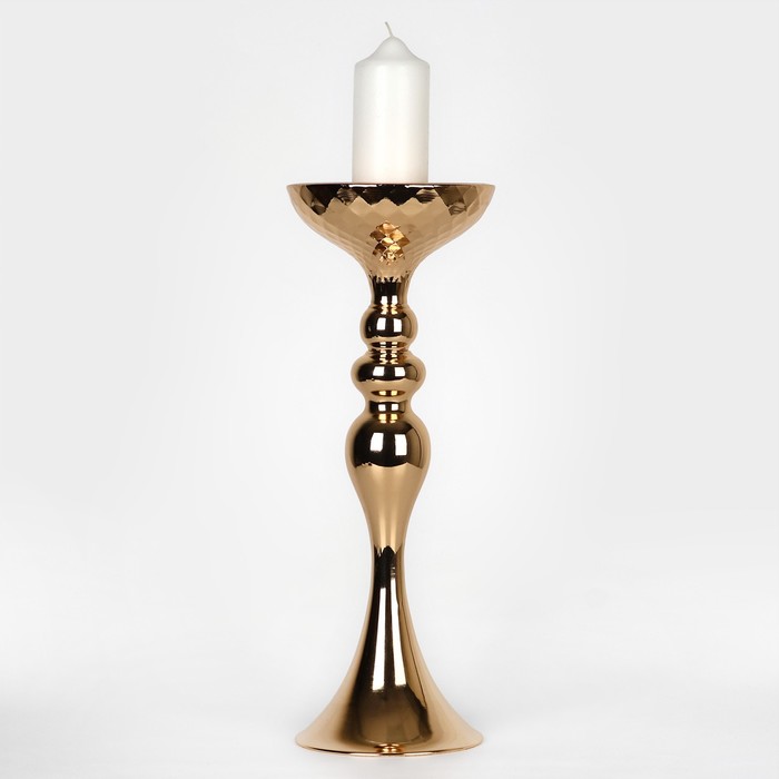 Подсвечник металл на 1 свечу «Ричард» цвет золото 12.5 х 12.5 х 37.5 см - Фото 1