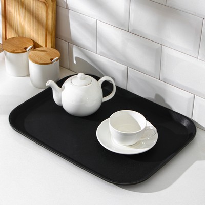 Поднос прорезиненный, 41×31 см, чёрный