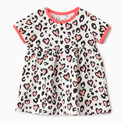 Платье Bloom Baby «Сердца», с коротким рукавом, размер 74 см, цвет молочный