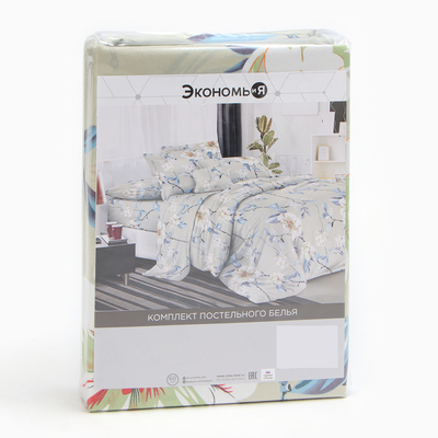 Постельное бельё 1,5сп Экономь и Я Flower, 143х215см, 145х214см, 50х70см-1шт, микрофибра, 60г/м2