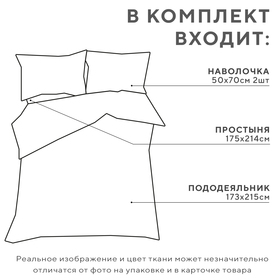 Постельное бельё 2 сп Экономь и Я Squares, 173х215см, 175х214см, 50х70см-2шт, микрофибра, 60г/м2